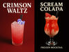 Crimson Waltz cocktails and Scream Colada frozen mocktail